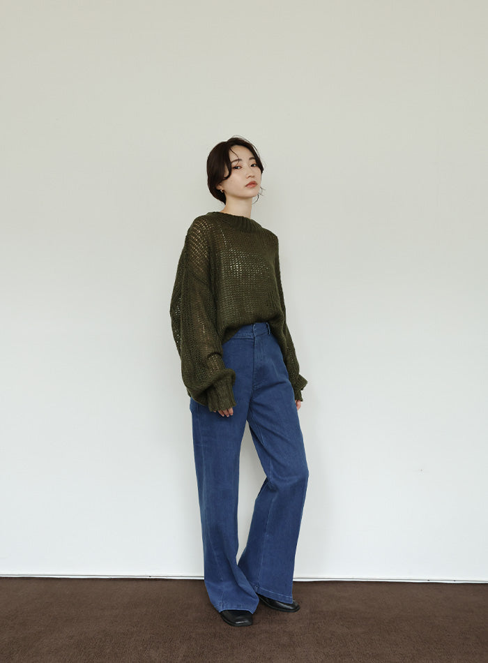 【Et】	Mohair-like Crew Neck Knit