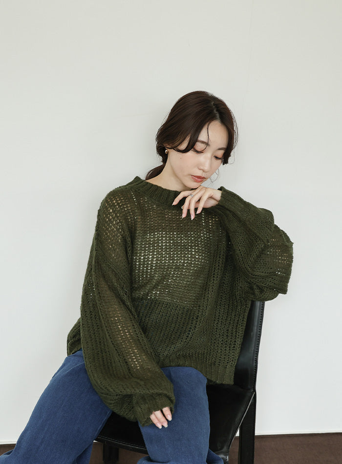 【Et】	Mohair-like Crew Neck Knit
