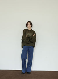 【Et】	Mohair-like Crew Neck Knit