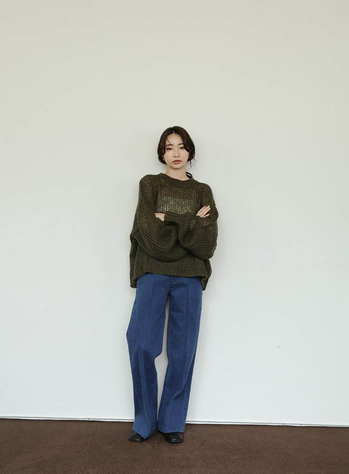 【Et】	Mohair-like Crew Neck Knit