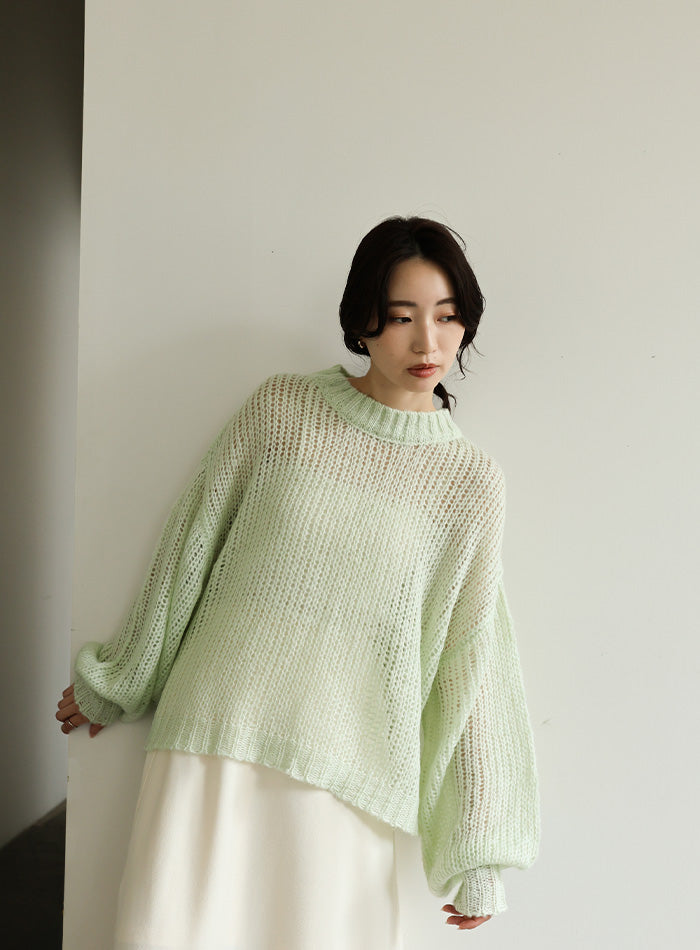 【Et】	Mohair-like Crew Neck Knit