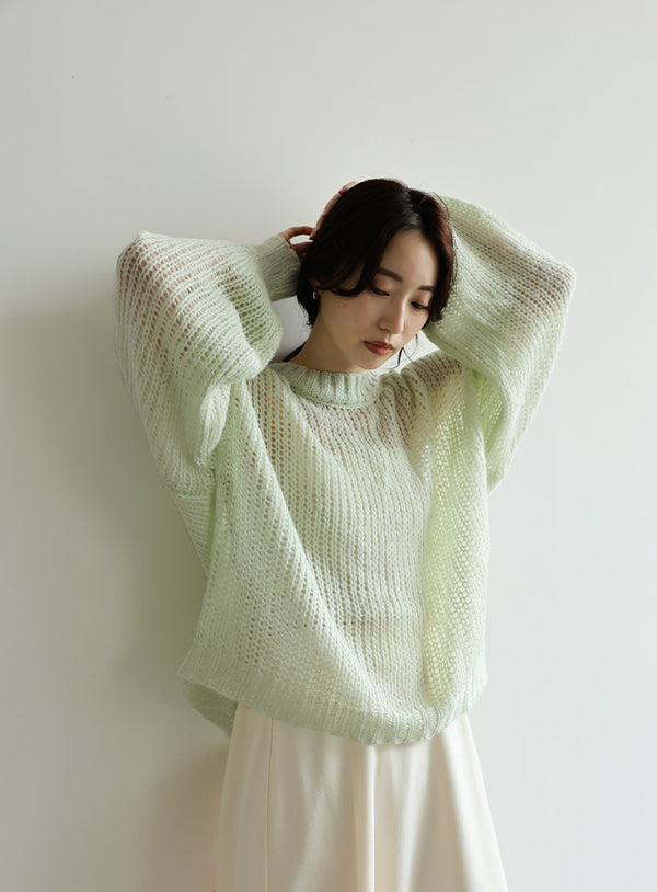 【Et】	Mohair-like Crew Neck Knit