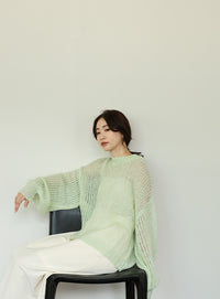 【Et】	Mohair-like Crew Neck Knit