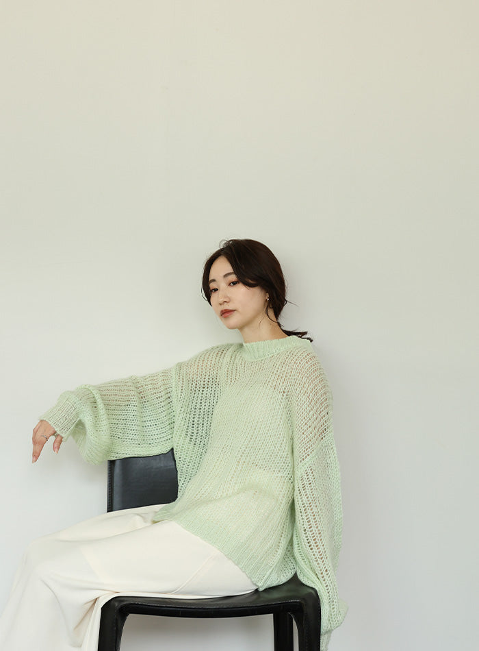 【Et】	Mohair-like Crew Neck Knit