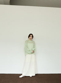 【Et】	Mohair-like Crew Neck Knit