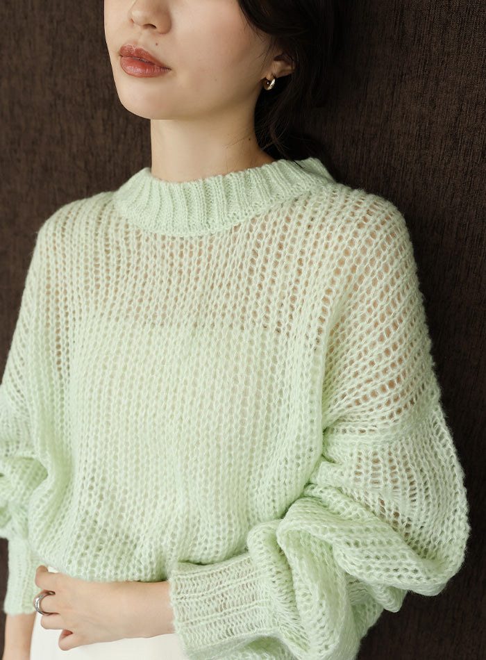 【Et】	Mohair-like Crew Neck Knit