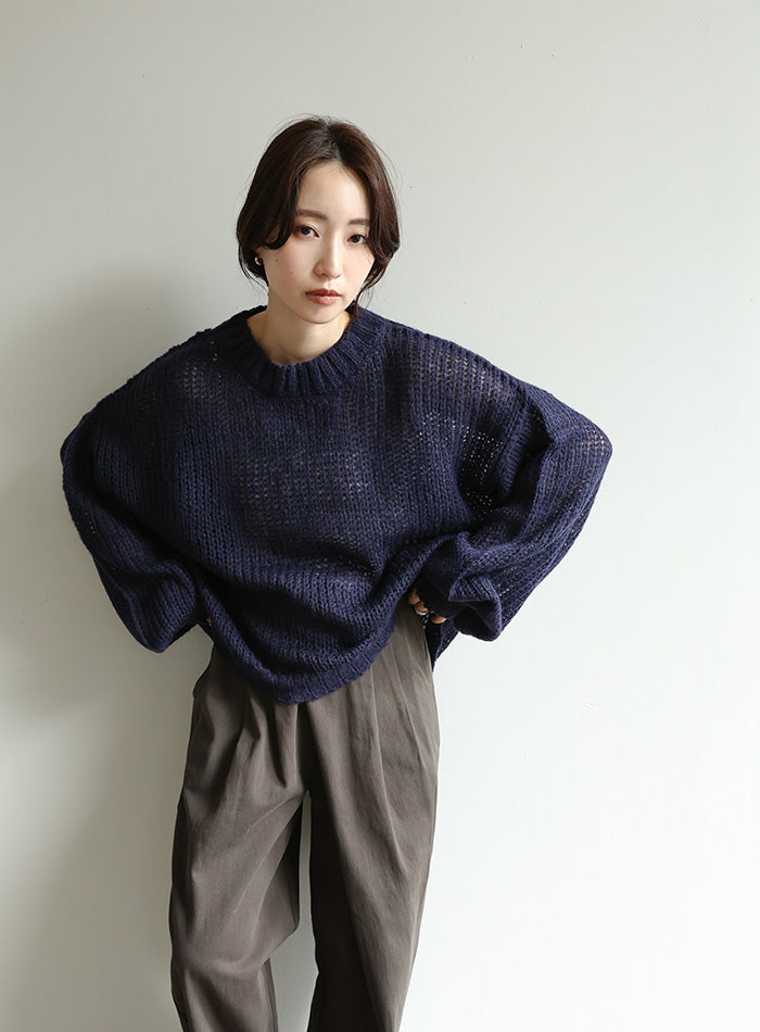【Et】	Mohair-like Crew Neck Knit