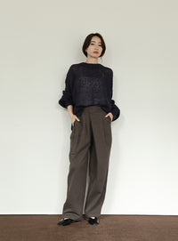 【Et】	Mohair-like Crew Neck Knit