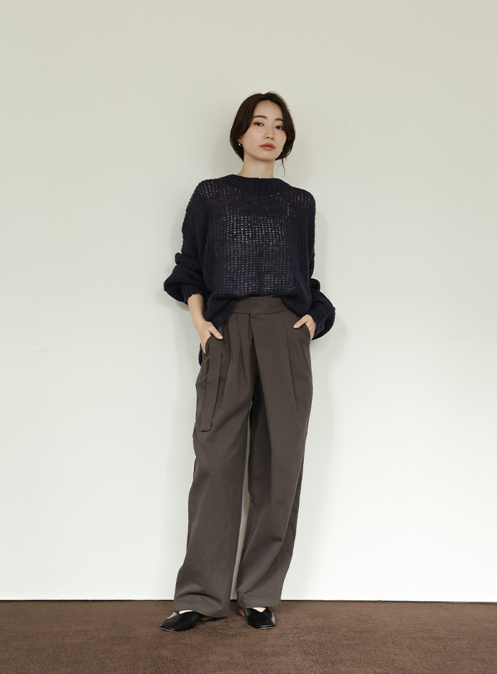 【Et】	Mohair-like Crew Neck Knit