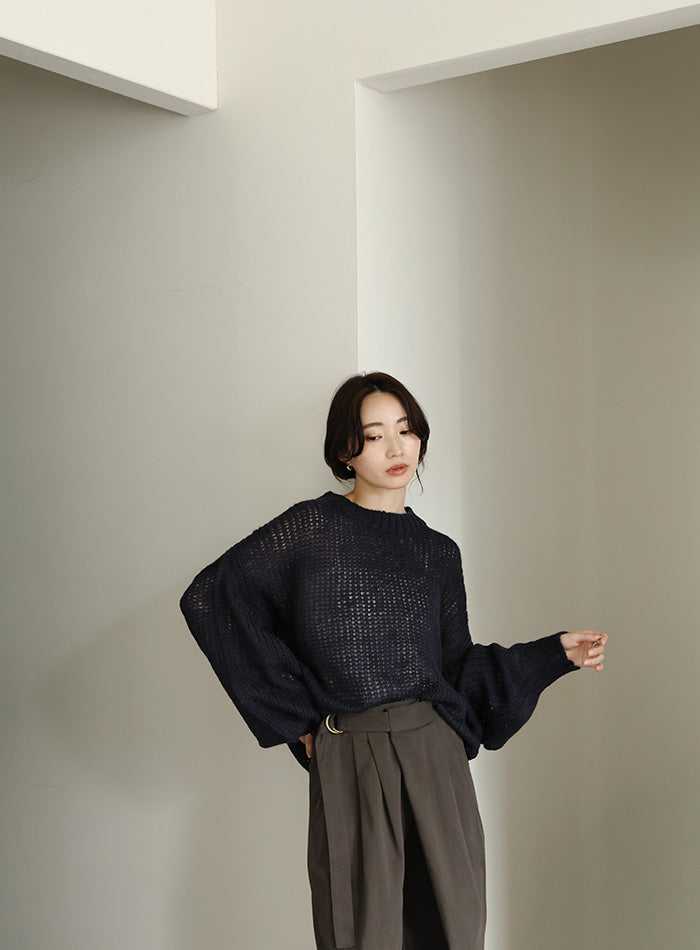 【Et】	Mohair-like Crew Neck Knit