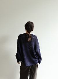 【Et】	Mohair-like Crew Neck Knit