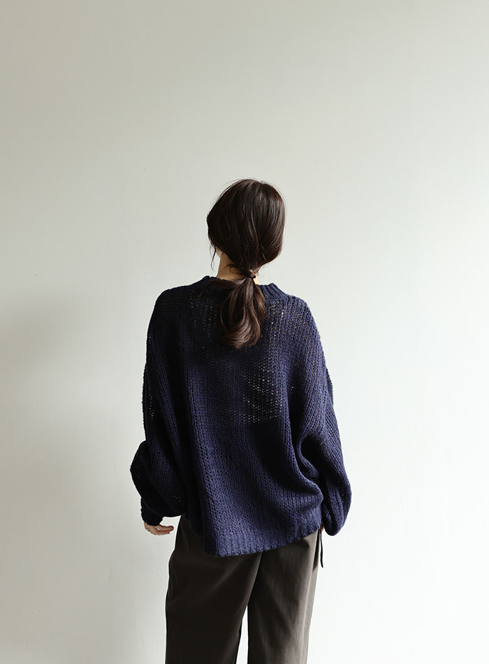 【Et】	Mohair-like Crew Neck Knit