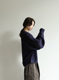 【Et】	Mohair-like Crew Neck Knit