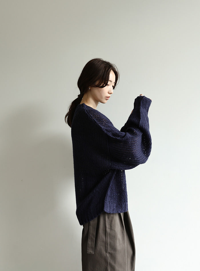 【Et】	Mohair-like Crew Neck Knit