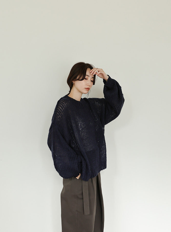 【Et】	Mohair-like Crew Neck Knit