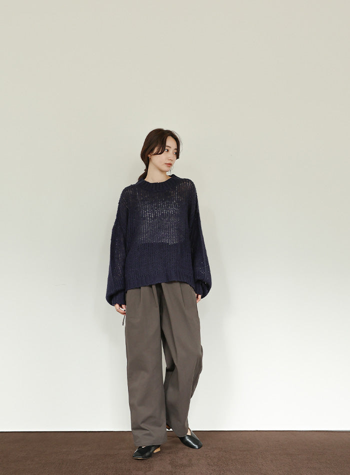 【Et】	Mohair-like Crew Neck Knit