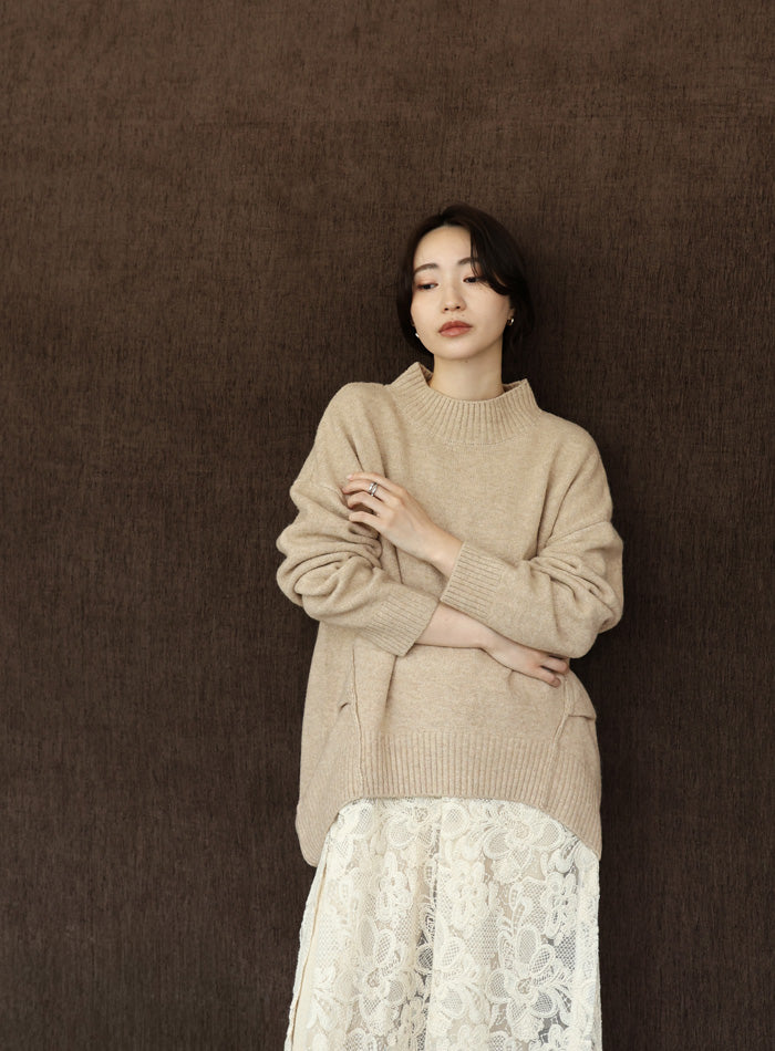 【Et】Petit High Neck Cocoon Silhouette Knit