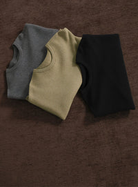 【Et】Dolman Sleeve Short Rib Knit