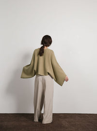 【Et】Dolman Sleeve Short Rib Knit