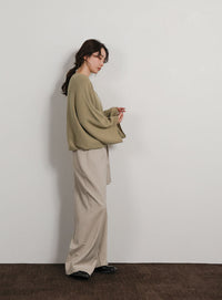 【Et】Dolman Sleeve Short Rib Knit