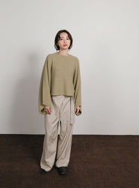 【Et】Dolman Sleeve Short Rib Knit