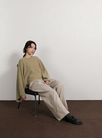 【Et】Dolman Sleeve Short Rib Knit
