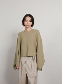【Et】Dolman Sleeve Short Rib Knit