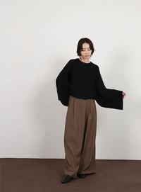 【Et】Dolman Sleeve Short Rib Knit