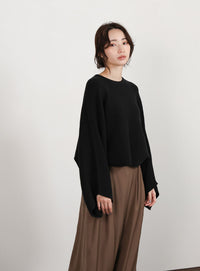 【Et】Dolman Sleeve Short Rib Knit