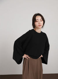 【Et】Dolman Sleeve Short Rib Knit