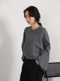【Et】Dolman Sleeve Short Rib Knit