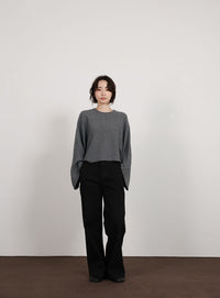 【Et】Dolman Sleeve Short Rib Knit