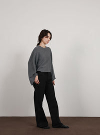 【Et】Dolman Sleeve Short Rib Knit