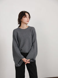 【Et】Dolman Sleeve Short Rib Knit