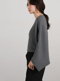 【Et】Dolman Sleeve Short Rib Knit