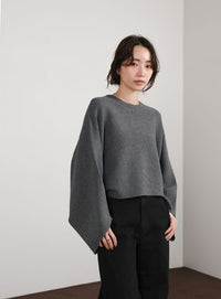 【Et】Dolman Sleeve Short Rib Knit