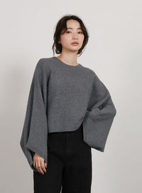 【Et】Dolman Sleeve Short Rib Knit