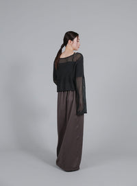 【Et】Linen like Sheer Mesh Knit