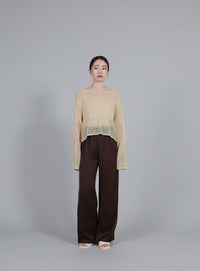 【Et】Linen like Sheer Mesh Knit