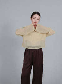 【Et】Linen like Sheer Mesh Knit