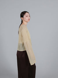 【Et】Linen like Sheer Mesh Knit