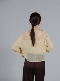 【Et】Linen like Sheer Mesh Knit