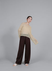 【Et】Linen like Sheer Mesh Knit