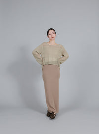 【Et】Linen like Sheer Mesh Knit