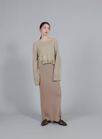 【Et】Linen like Sheer Mesh Knit