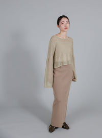 【Et】Linen like Sheer Mesh Knit