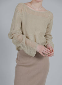 【Et】Linen like Sheer Mesh Knit