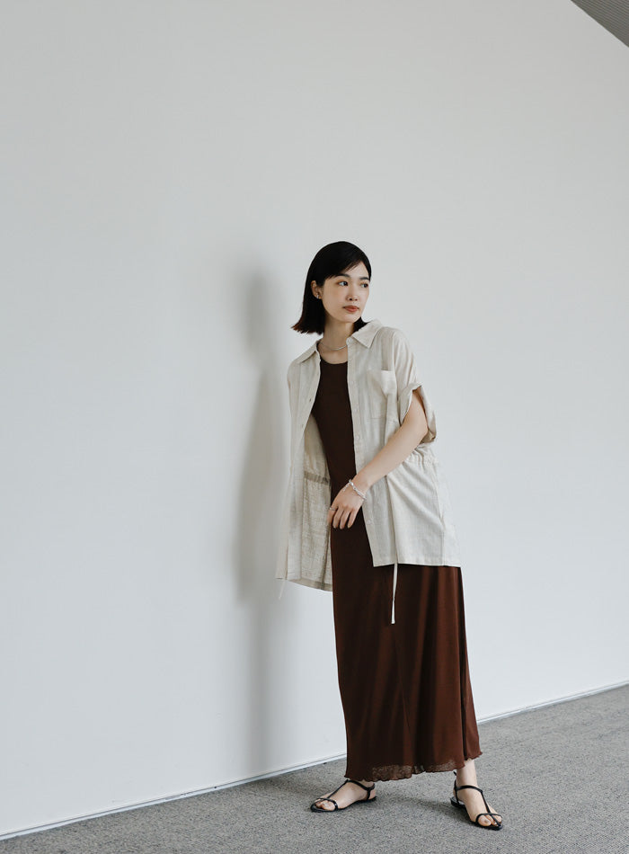 【Et】シアーカットソーノースリーブワンピース【SALE】