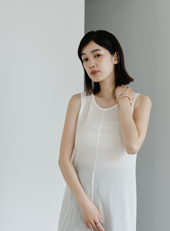 【Et】シアーカットソーノースリーブワンピース【SALE】