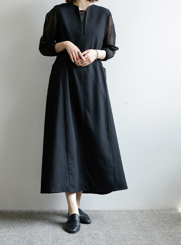 【Et】キーネックロングワンピース